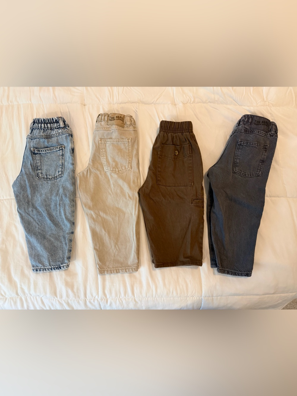 Zara Toddler Elastic-Waist Casual Pants - Light Blue Denim, Cream, Brown, Black.